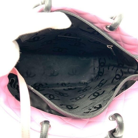 Authentic CHANEL Cambon Ligne Tote Large Pink Quilted Calfskin Leather Purse Bag - Picture 6 of 16